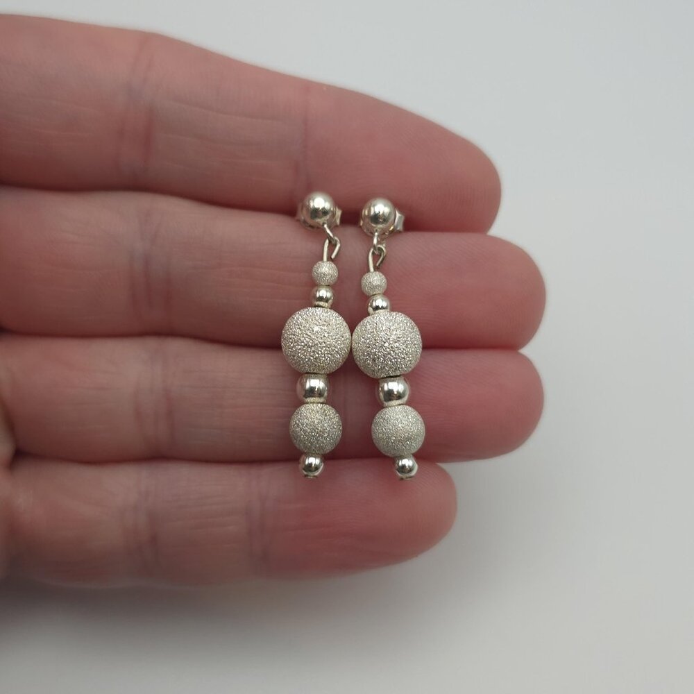 Sterling Silver Textured Various Orbs Earrings A702